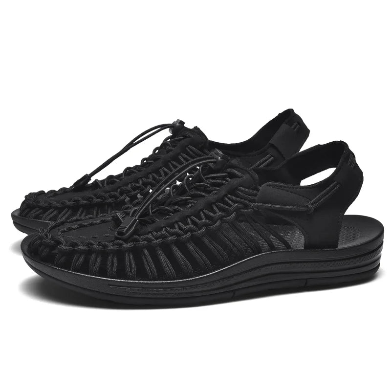 Women Sandals Fashion Handmade Weaving Design Beach Slippers Men Summer Breathable Casual Flat Sandals Outdoor Couples Big Size