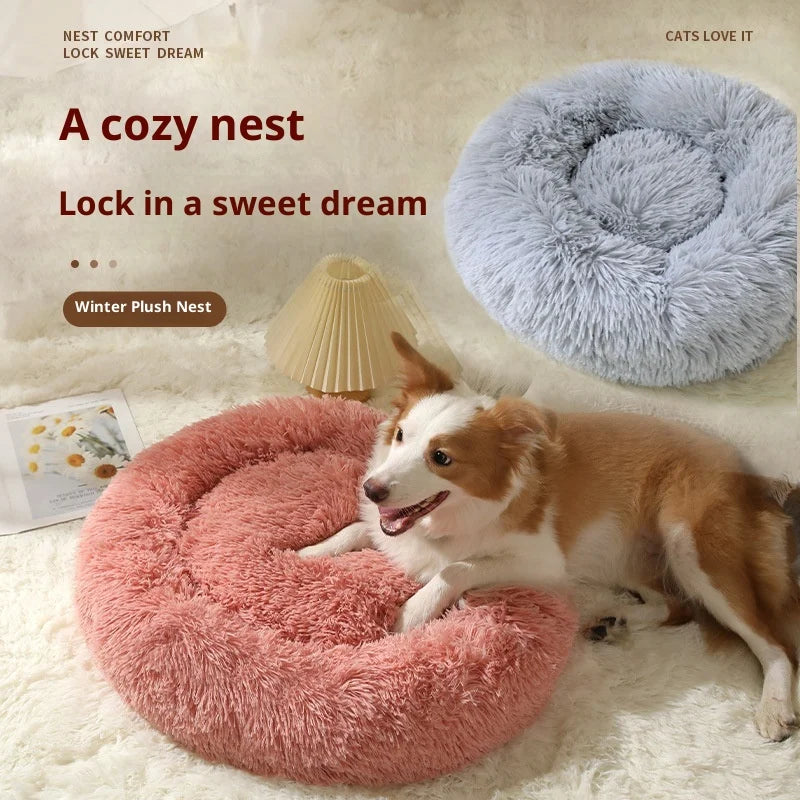 Plush Pet Bed for Dogs  Cats  Winter Warm Long Plush Pet Nest Cozy Dog Bed  Mat Soft Pet Sleeping Bed for Small Medium Dogs Cats