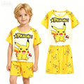 Animal Cartoon Boys Summer Pikachu Pajamas Sets Kids Summer Tops + Shorts Cartoon Sleepwear Pyjamas Toddler Kids Clothes Suits