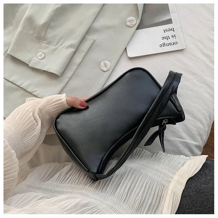 1pc Retro Soft PU Leather Women Shoulder Underarm Bag Casual Solid Color Small Top-Handle Handbag Ladies Fashion Shoulder Bag