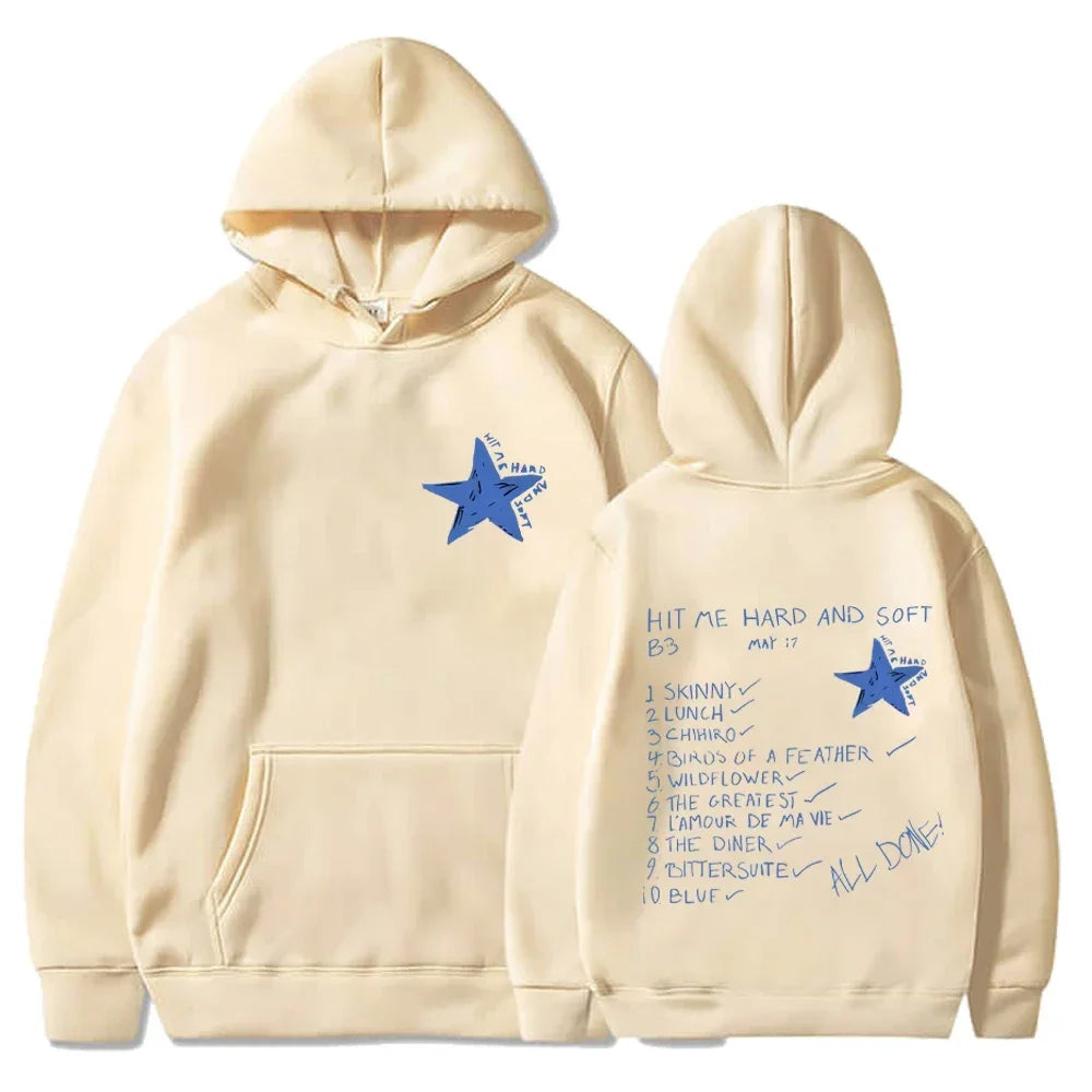 Hit Me Hard and Soft Tour Printed Hoodies Men's Women's Hooded Sweatshirts Sports Casual Long Sleeve Oversize Street Warm Hoodie