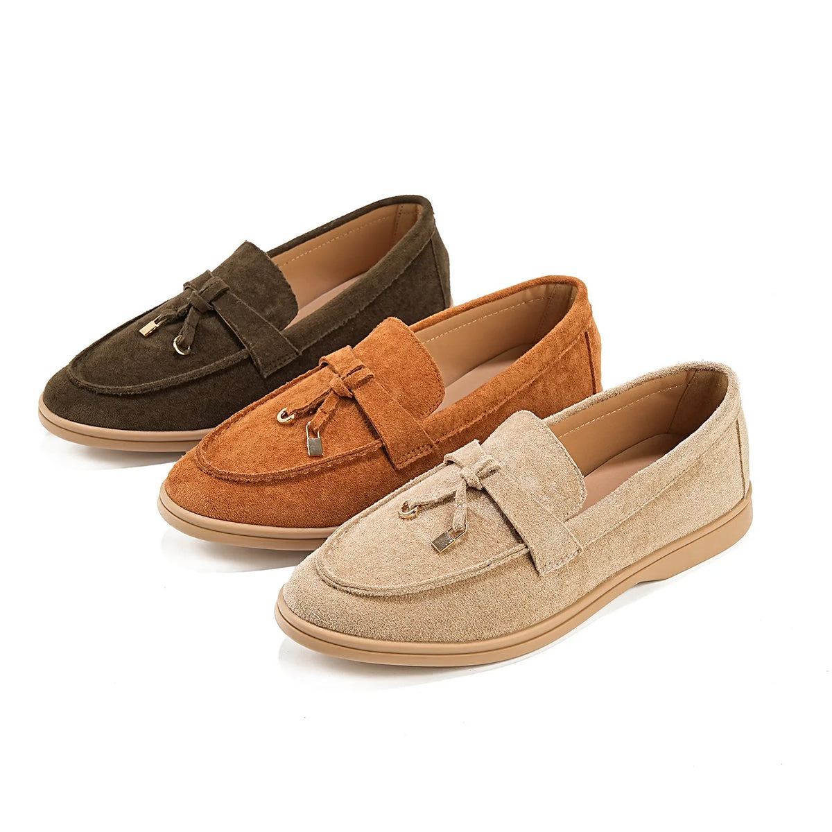 Designer Shoes for Women Suede Leather Slip-on Loafers Girl Fashion Flat Boat Shoes