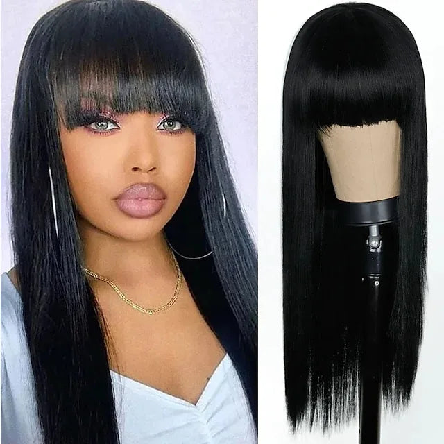 Wigs for Women Yellow and Black Wig Long Straight hair Cosplay Wig Halloween wig Two Tone Ombre Color Women Synthetic Hair Wigs