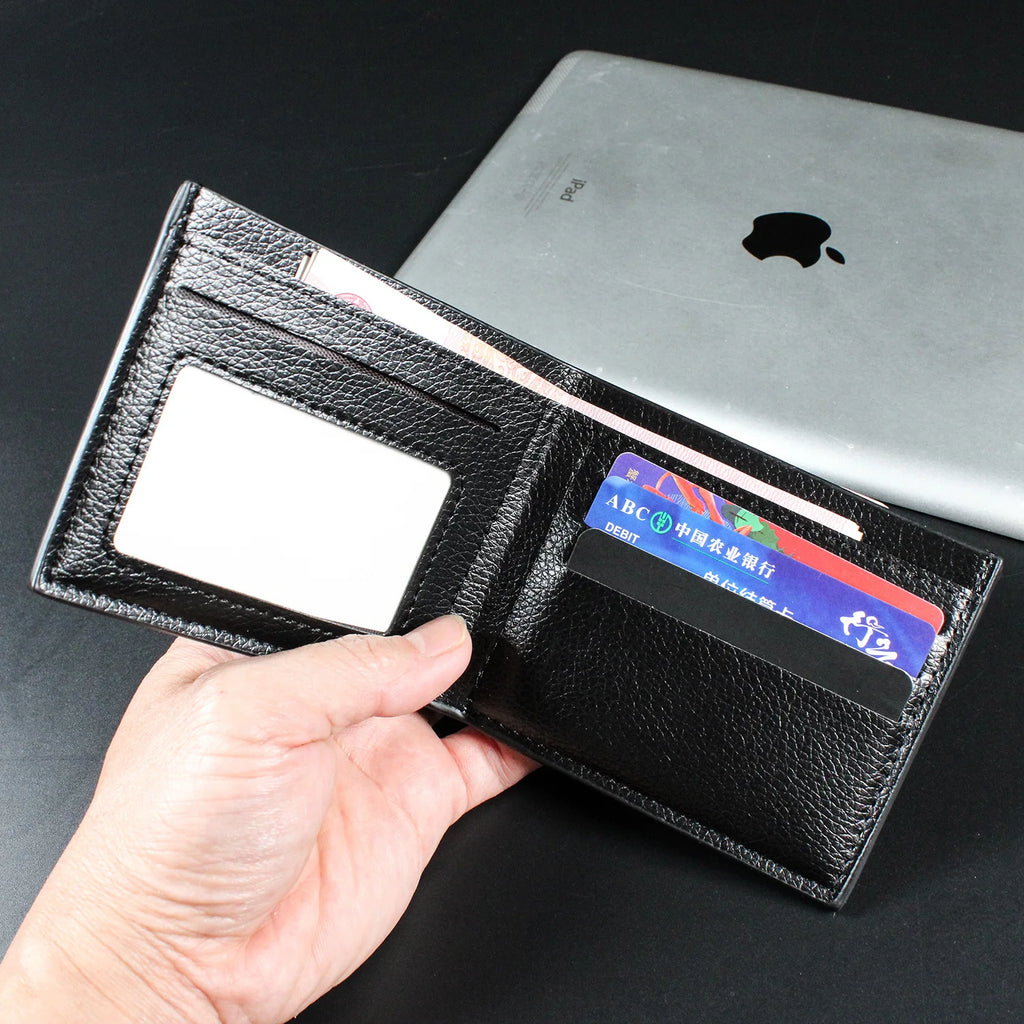Fashion Short Men's Wallet PU Leather Men Wallets Multiple Card Slots ID/Credit Card Holder Black Wallets for Man