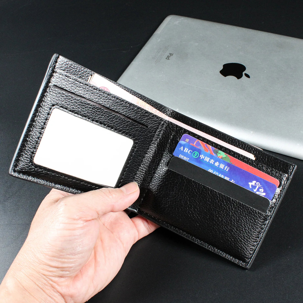 Fashion Short Men's Wallet PU Leather Men Wallets Multiple Card Slots ID/Credit Card Holder Black Wallets for Man