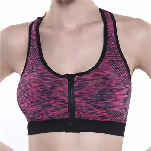 Women Sports Bra Front Zipper Sports Bra Breathable Shock-proof Underwear High Impact Yoga Bra Running Vest Fitness Workout Tops