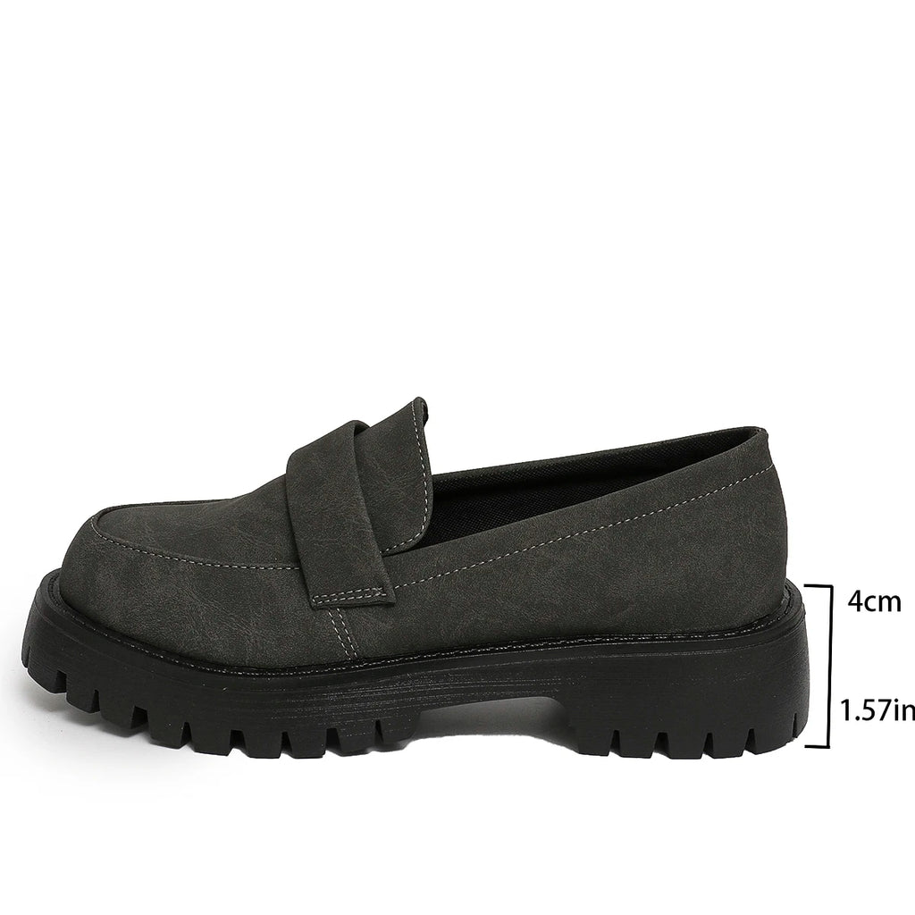 Women Thick Sole Loafers Ladies Shoes Slip on Flats Round Toe Platform Footwear Ladies All‑Season Fashion Female Shoes Women's