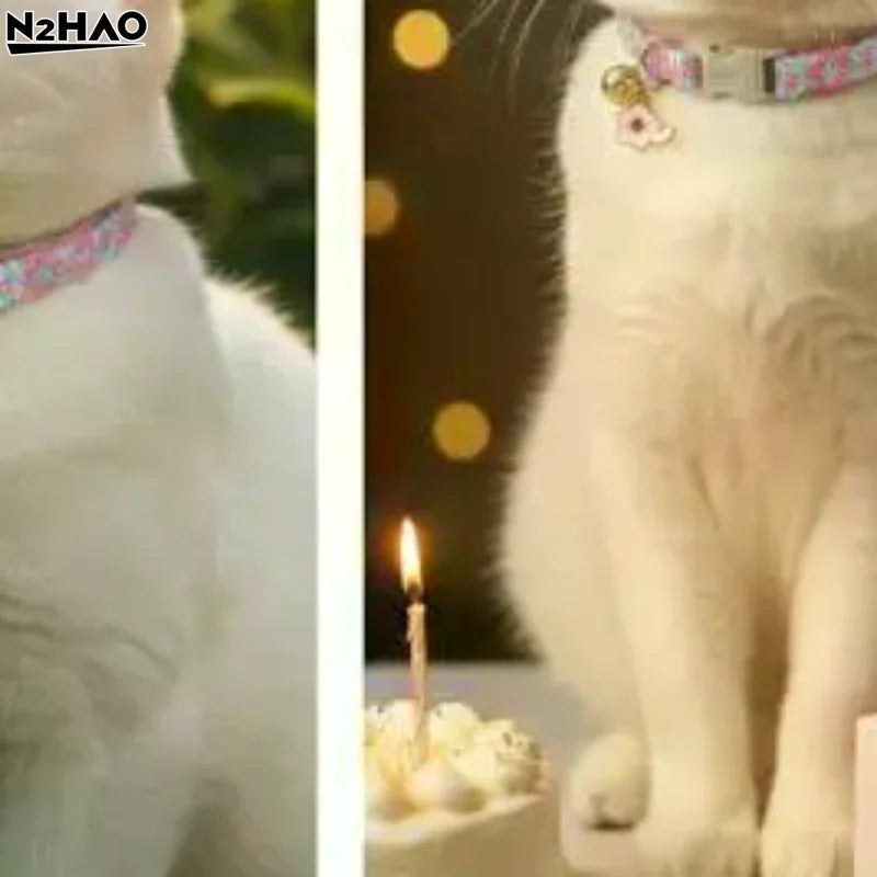 Pet Necklace Colorful Lace Flower Cat Collar Puppy Accessories Collar Bell Neck Cat Collar Adjustable Soft Durable Safe
