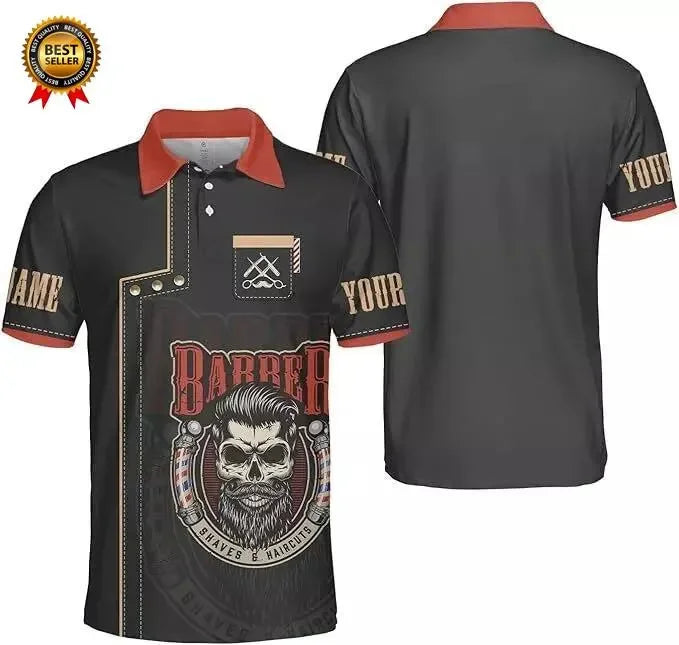 2025 Barber Short Sleeve Polo Shirts For Men Clothing Hairdresser Cosplay POLO Shirt Custom Name Uniform Jersey Male Y2k Tops