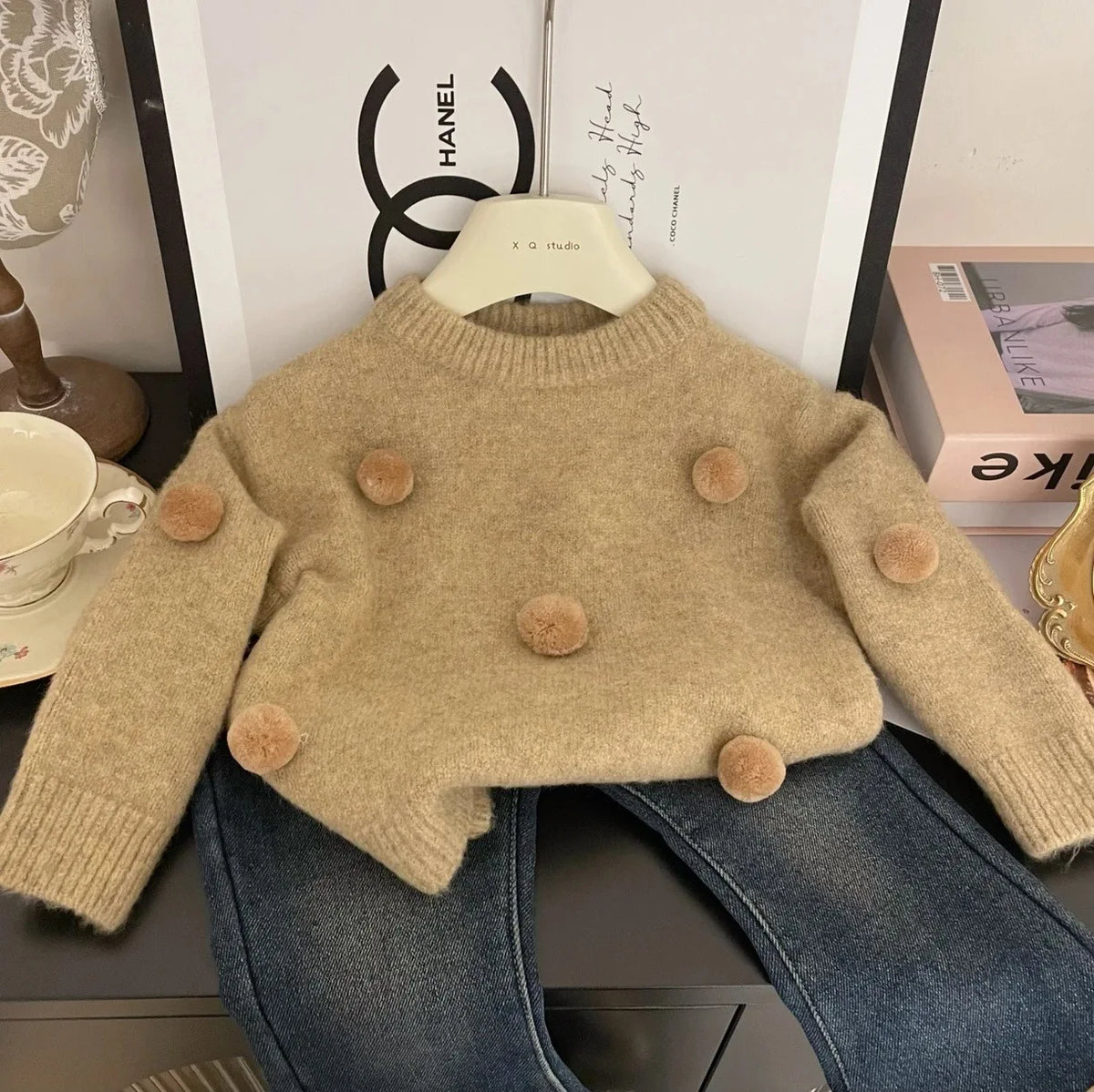 Adorable Kid Girl Knit Sweaters Multi Style Children Cute Top Casual Long Sleeves Solid Color Daily Comfortable Autumn Winter