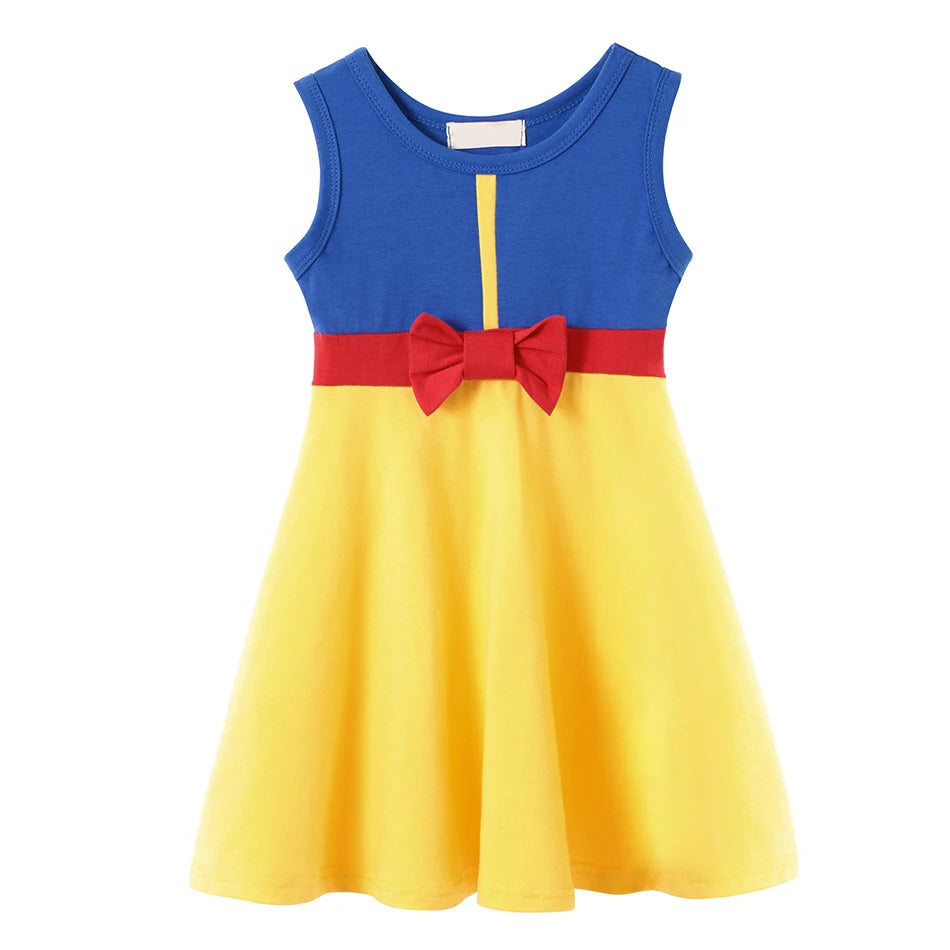 Children's Casual Dress for Girls Mermaid Rapunzel Dress One-Shoulder Sling Short Sleeve Princess Costume Summer Casual Vest