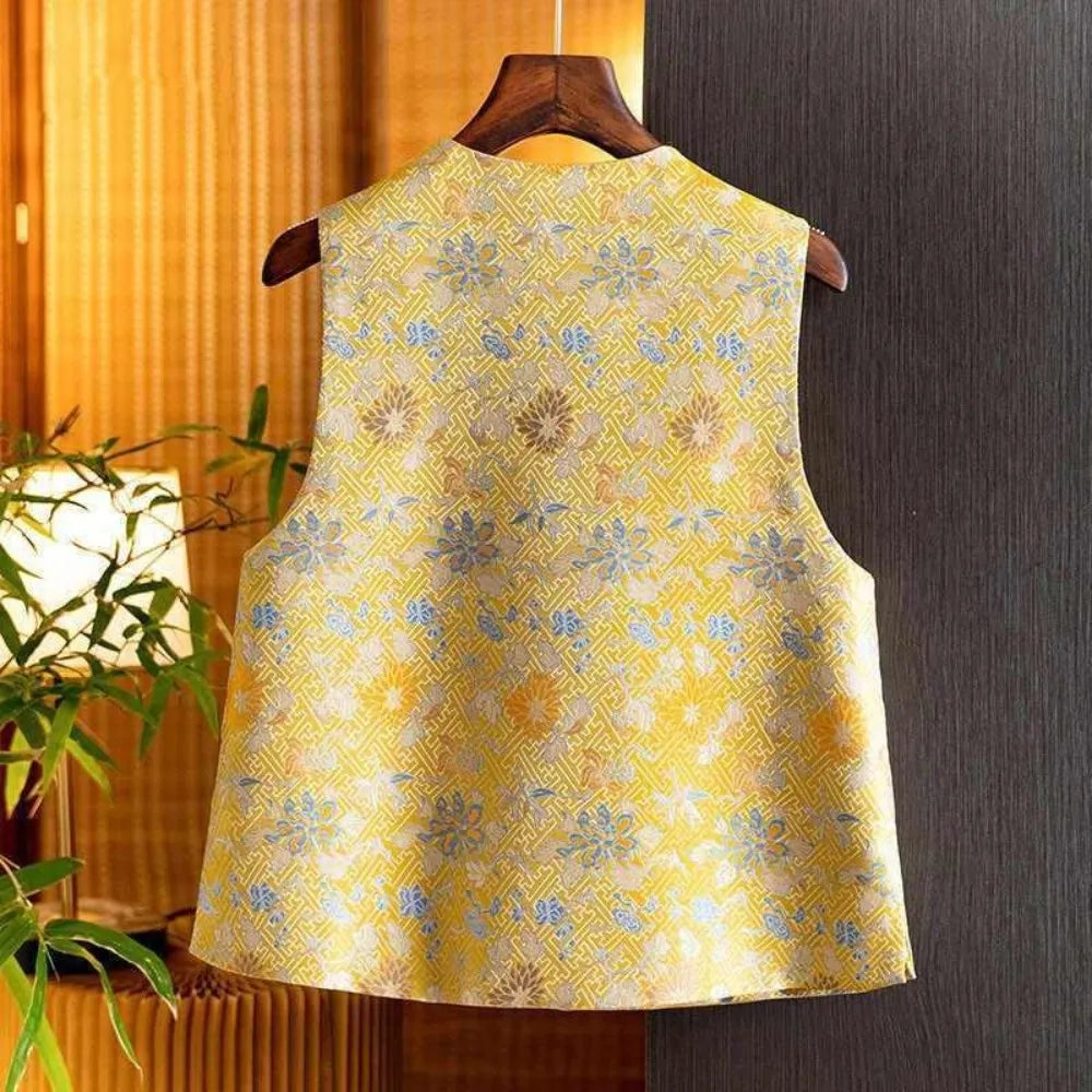 Thin Vest for Women Clothing Ethnic Style Print Vintage Clothes Streetwear Coats Women Jackets Chinese style Casual Summer