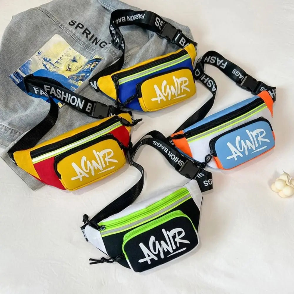 Children Mini Waist Bags Oxford Cute Letter Girls Boys Banana Bag Fashion Fanny Pack Kids Shoulder Crossbody Chest Belt Bags
