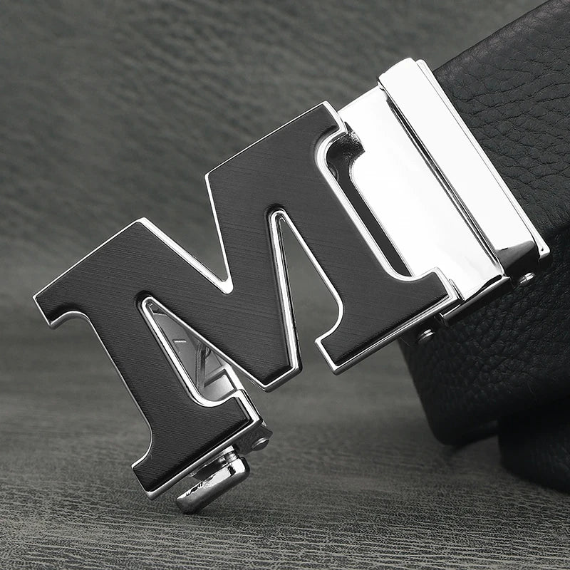 Fashion belts men designer brand cowhide leather high quality M letter Automatic Buckle formal young men leisure Waistband Z277