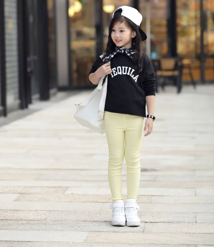2025 Kids Girl Pants Spring Autumn Candy Color Elastic Pencil Trousers Child Solid Leggings For 2-11Y Children Clothing