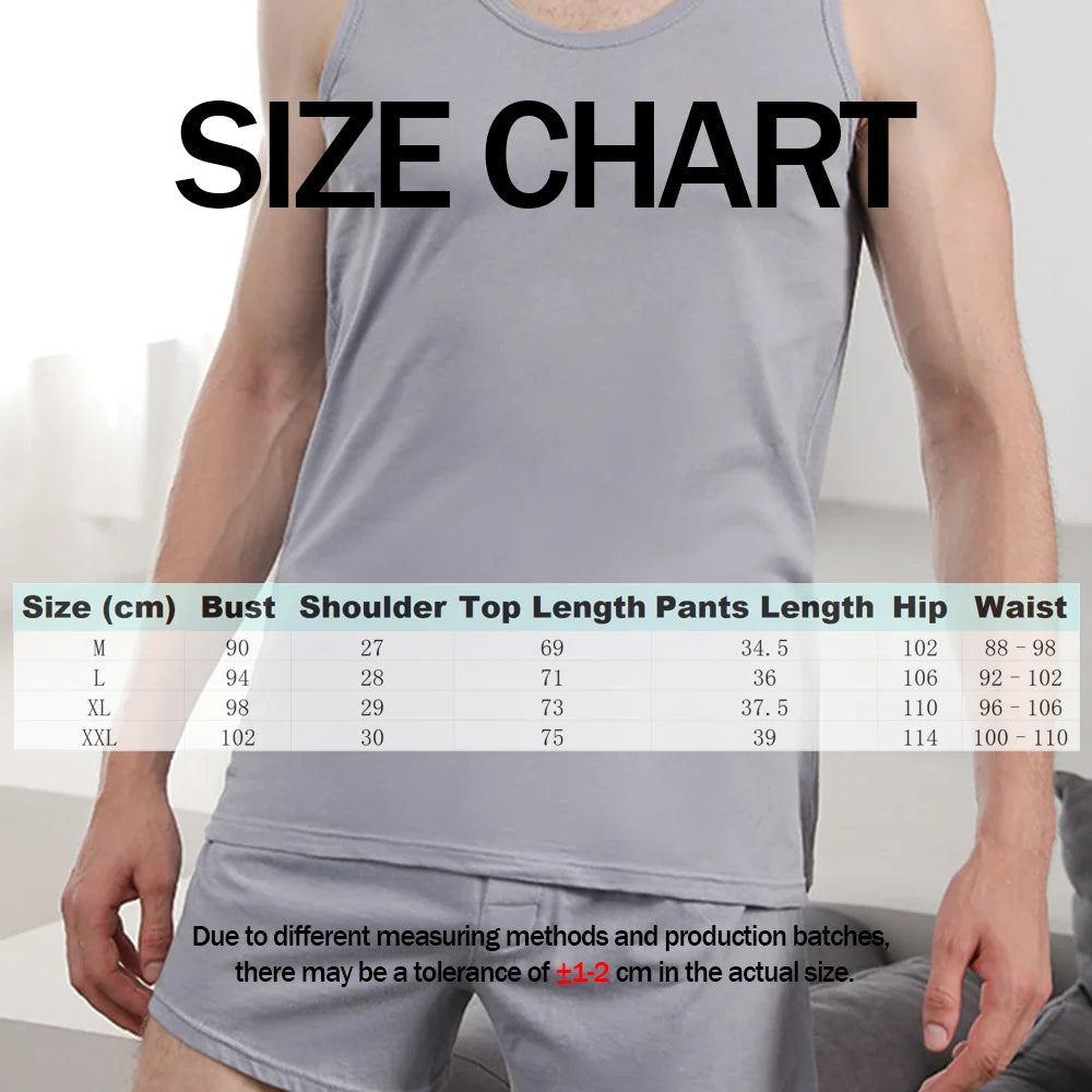 Summer Cotton Sleepwear Men's Pajamas Set Male Sleeveless Vest Shorts Loungewear Man Nightwear Plaid Home Wear Plus Size Pj Set