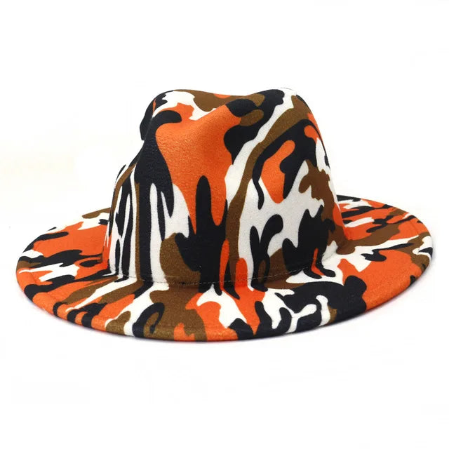Fedora hat Women's hat wide-brimmed hat Fedora hat autumn winter men retro fashion tie-dye felt jazz Panama hat wedding hat