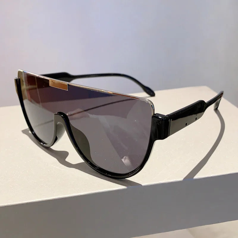 Women's Semi-Round Vintage Sunglasses 2026 New Trend UV400 Protection Anti Glare Monoblock Frame Outdoor Fashion Eyewear