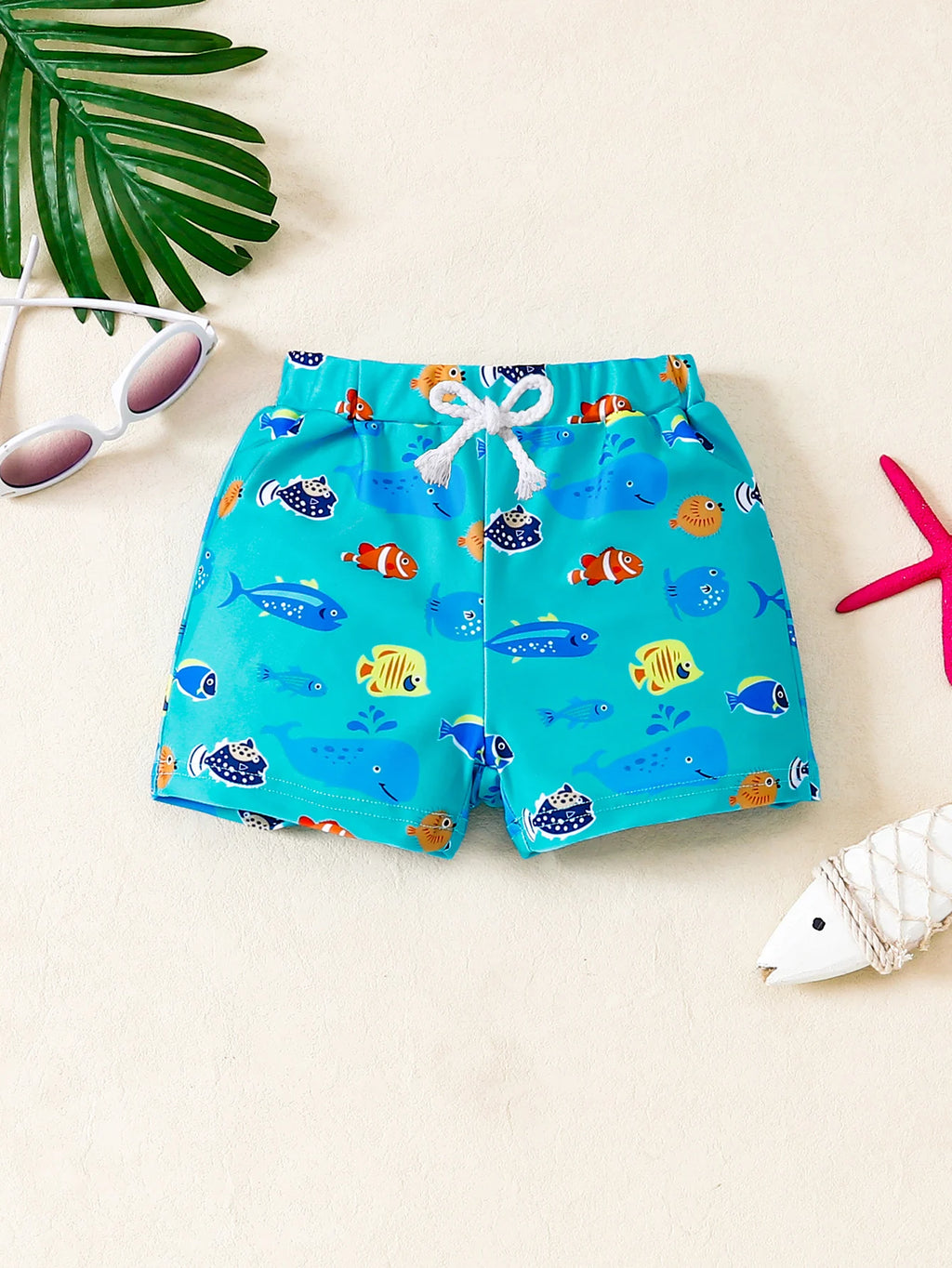 Kids Toddler Boys Bathing Trunks 12M-5Y Colorful Ocean Creature Print Quick Dry Comfort Elastic Waist Pool Beach Swimwear Shorts