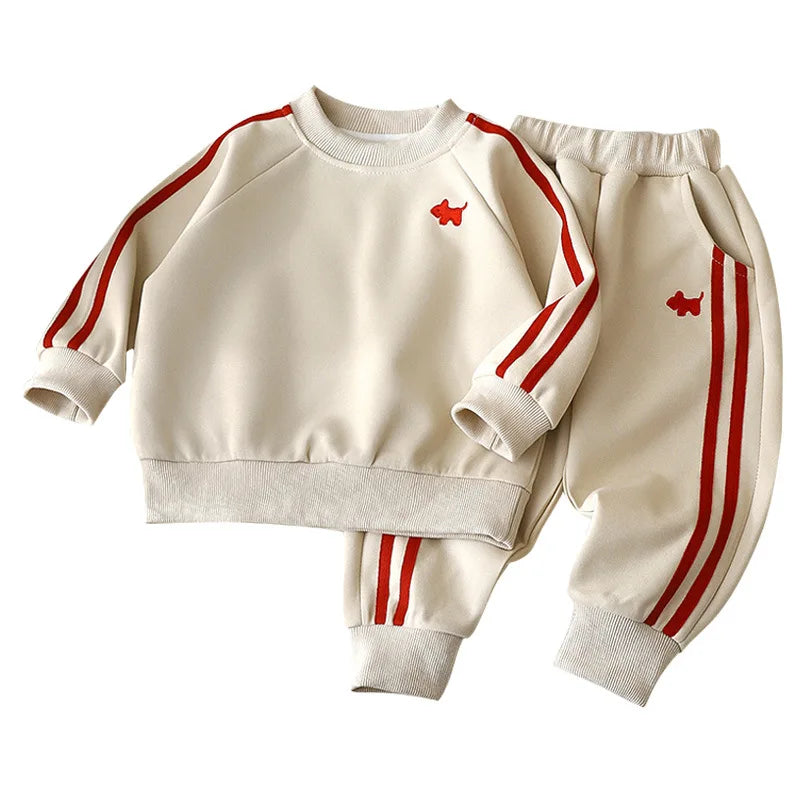 Children Clothing Sweatshirt Set New Autumn Baby Boy Girls Puppy Embroidery Long Sleeves Pullover Tops+Pants 2Pcs Kids Tracksuit