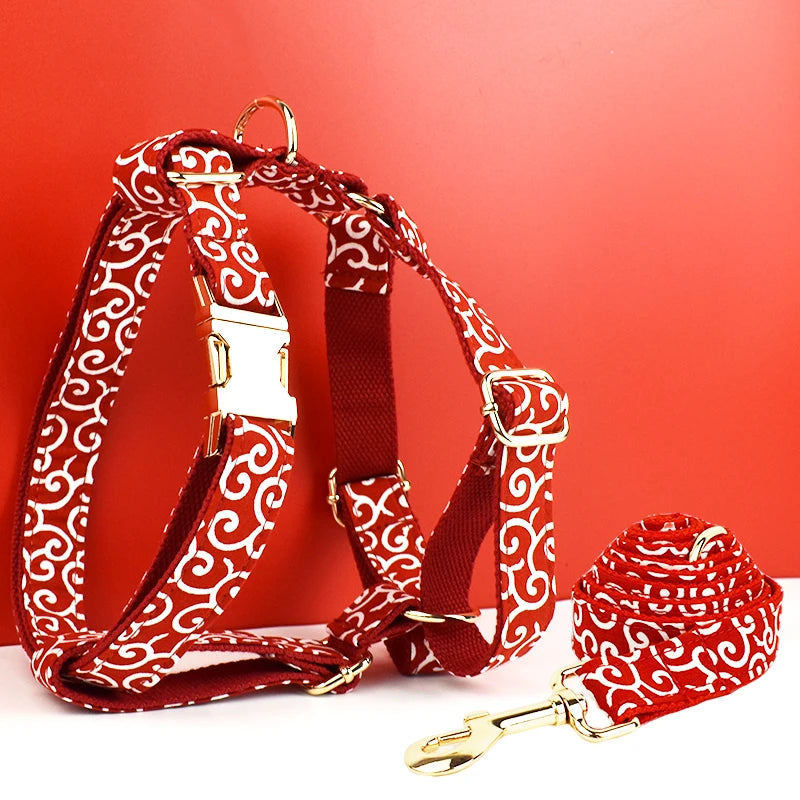 Custom Soft Collars Pet Accessories with Personalized Dog Collar Leashes Harness Bow Tie