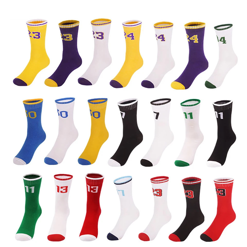 Loogdeel Kids Basketball Socks Breathable Thin Pure Color Sport Socks Thickened Anti-Collision Sports Socks Digital Design