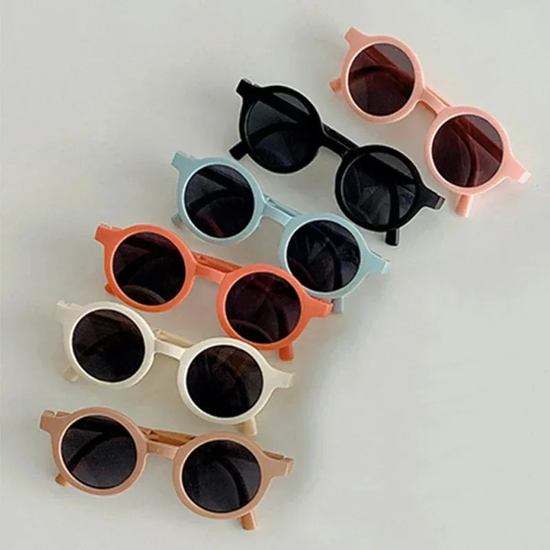 Foldable Kids Sunglasses Girls Boy Children Sun Glasses Round Street Beat Eyeglasses Cute Baby Eyewears UV400 Oculos De Sol