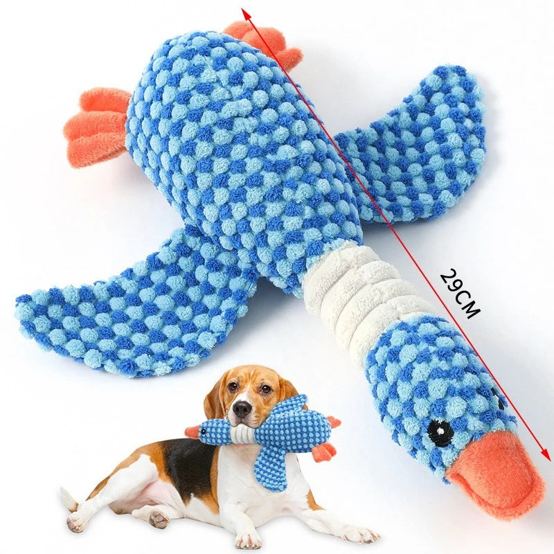 Pet Dog Toys Cute Goose Shape Plush Squeaky Chew Toy Bite Resistant Teeth Cleaning Interactive Stuffed Molar Pet Play Toys