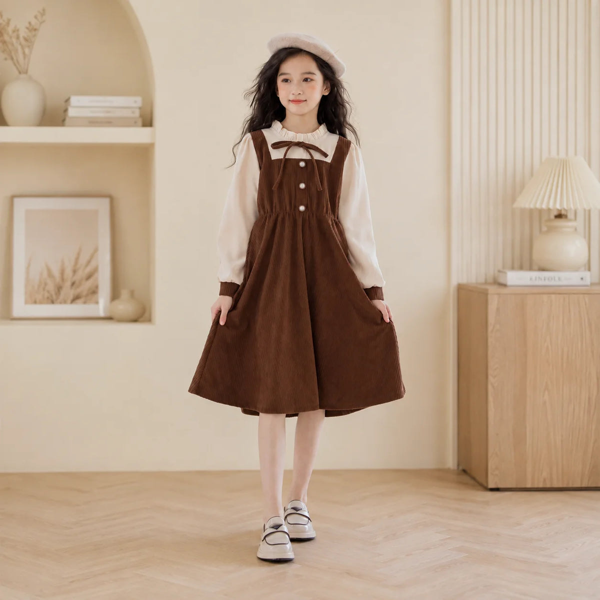 Kids Corduroy Long Dresses for Girls Clothes Teenagers Children Outfits Party Dress Autumn Warm Baby Costumes 6 8 10 12 13 Years