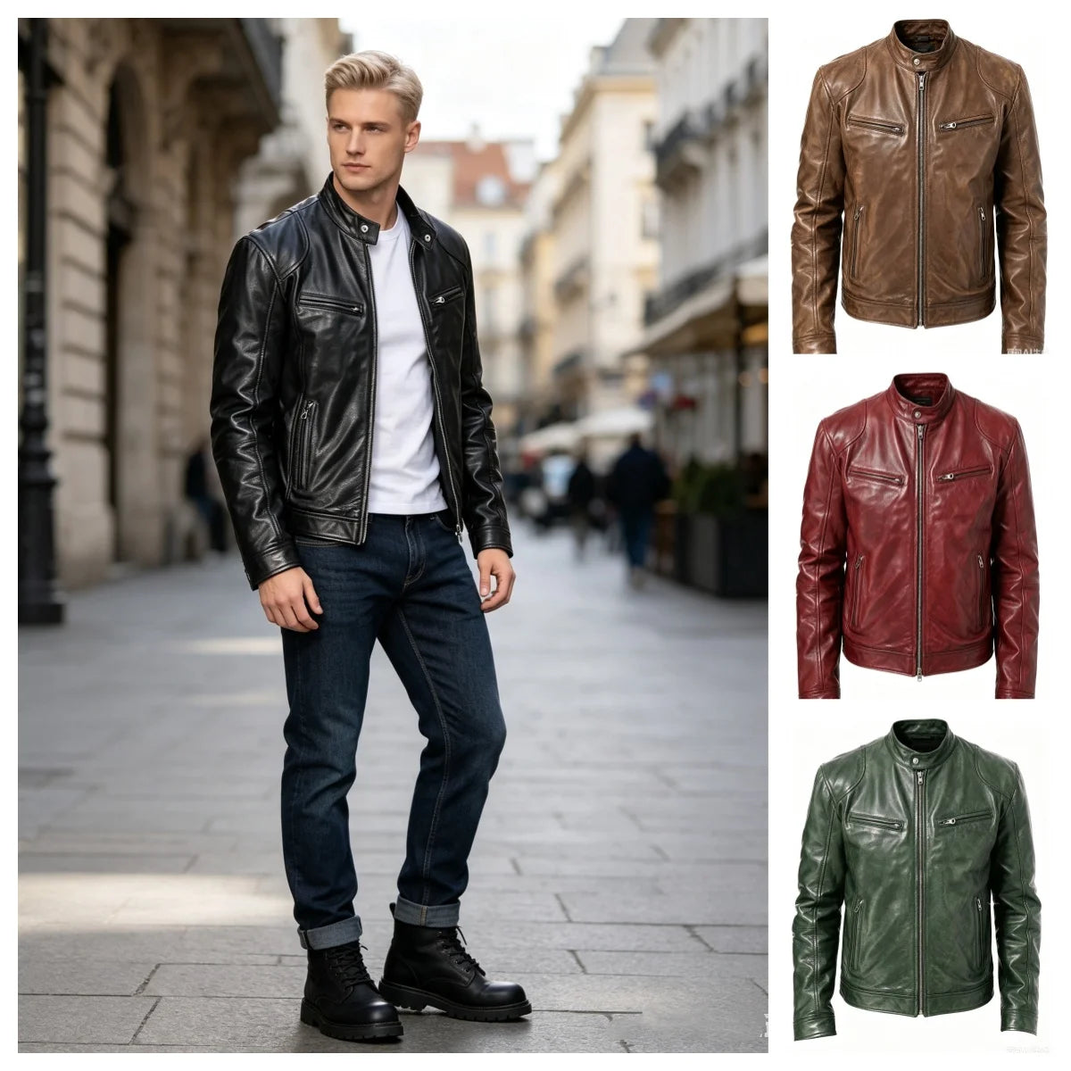 Motorcycle Leather Jackets Man Casual Fashion Motorcycle Coat Slim Fit Lapel PU Jackets Fall Anti-wind Leather Coat Male Retro