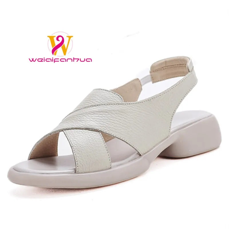 Sandals for Women - 2026 New Design - Top-grain Cowhide Women's Thick-soled Sandals Luxury Sandals Women Designers Ladies Shoes