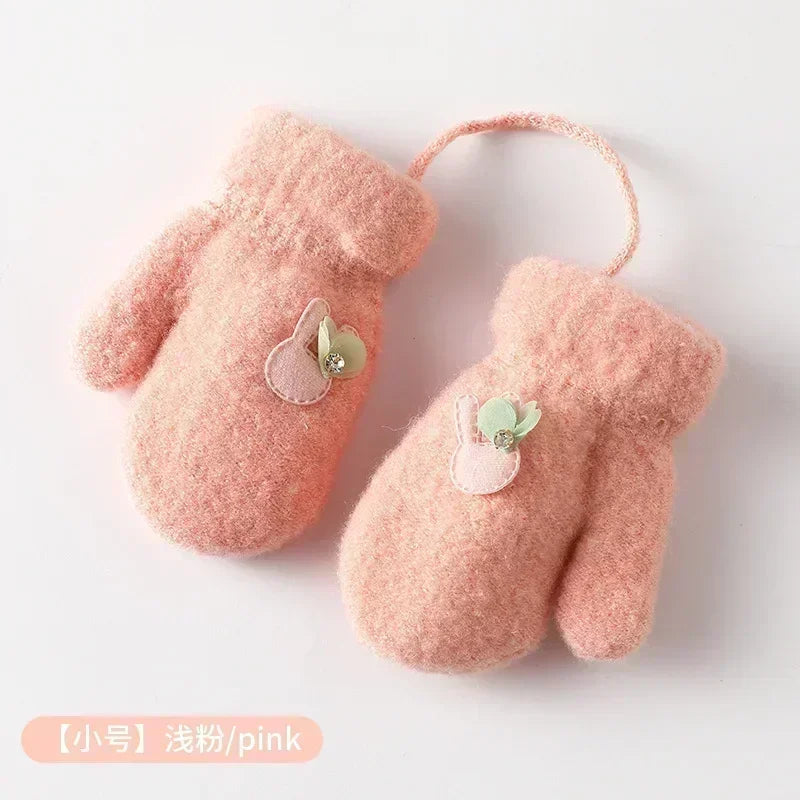 New 1-6 Years Old Baby Mittens Newborn Children Kids Winter Gloves Mohair Plush Thick Boys Girls Gloves Kids Accessories