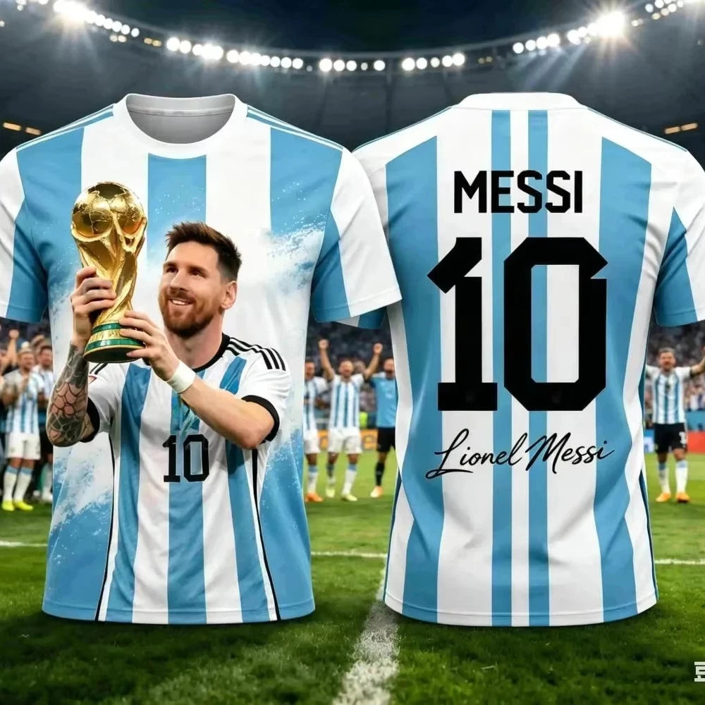 2026 Kid Tee Messi Style Summer 3D Printable Clothing Football Jersey T-shirt Loose and Comfortable Suitable Sports Wearing