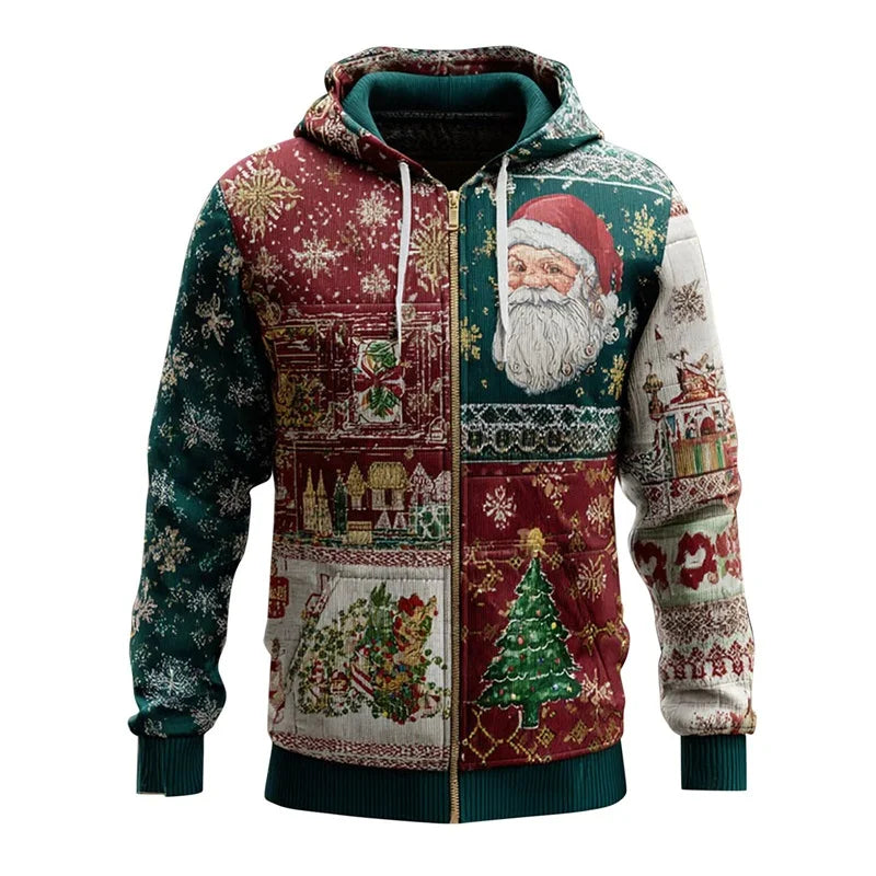Men's Christmas Hoodies Full Print Vintage Christian Faith Pullover Hoodies Casual Xmas Santa Cross Faith Sweatshirt Tracksuit