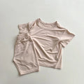 2026 Summer New Children Short Sleeve Pajamas Two-piece Set Boys Girls Thin Cotton Homewear 2pcs Suit Solid Toddler Outfits