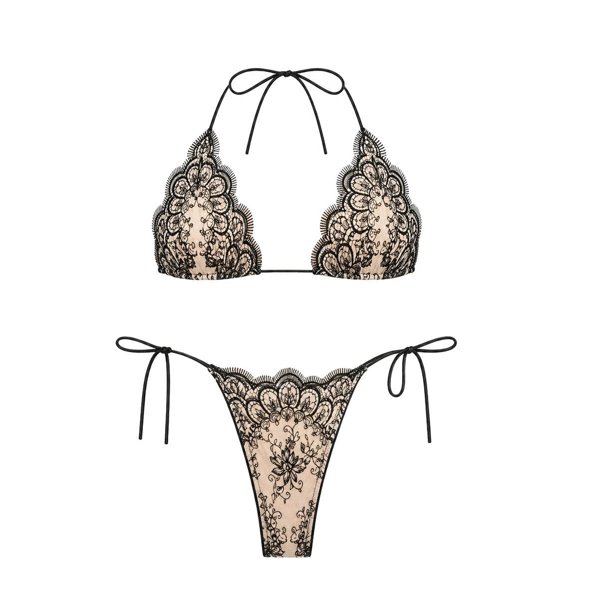 Mesh Bikini with Pants Swimsuit Brazilan Bikini Set Swimwear for Women Lace Halter Shirring 3 Pcs Bathing Suits Summer Female