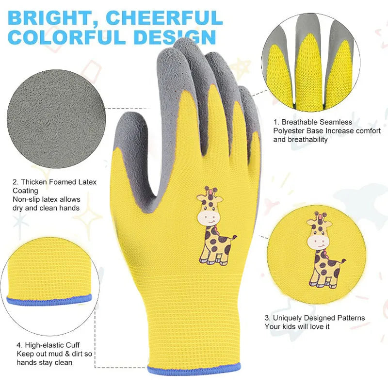 DIY Kids Safety Protection Gloves Durable Waterproof Work Garden Non-Slip,Children Latex Gloves,Puncture-resistant,kitchen
