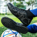 A pair of youth four-season leather football shoes with stud detailing, durable high-top design, sizes 35-46，JC-23152-1