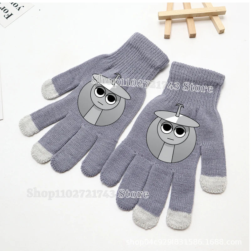Sprunki Gloves for Children Anime Cartoon Cute Knitted Glove Boys Girls Winter Touchable Screen Warm Accessories Kawaii Mittens