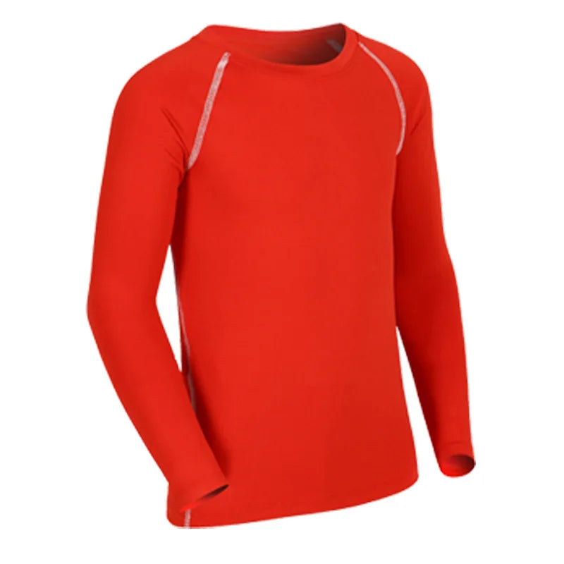Kids Children Boy Girl Sport Running Long T Shirt Fitness Basketball Football Gym Sportswear Soccer Hiking Undershirt Jerseys 28