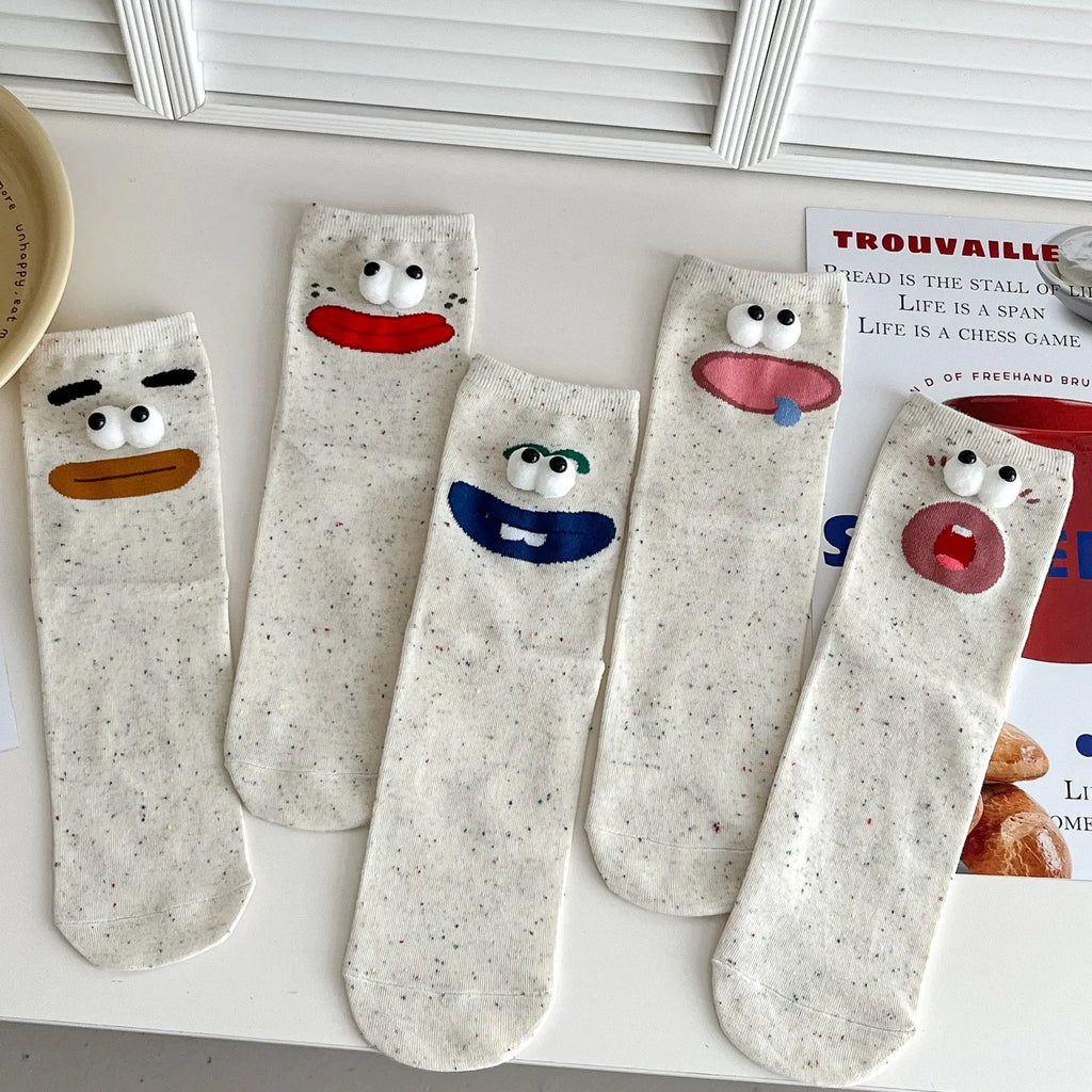 Funny Expression Women's Socks Spring Summer School Students Wearing Cute Cartoon Big Eyes Men Socks Friends Birthday Gifts