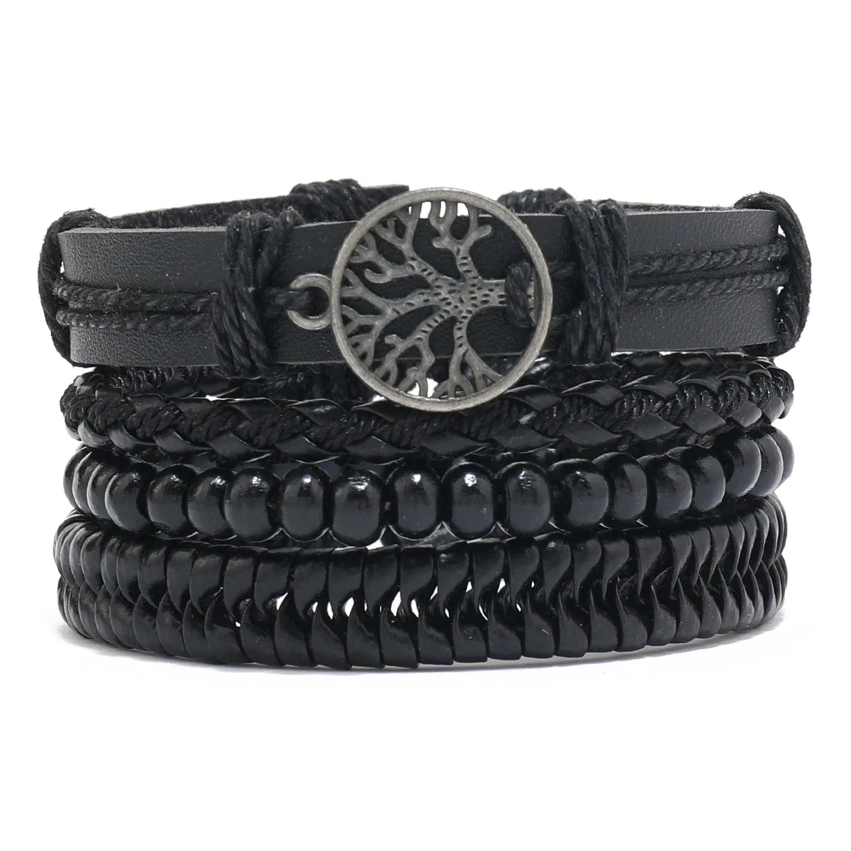 Bohemian Leather Bracelet Men Hand-woven Bracelet Men's Wooden Bead Bracelet Bracelet for Men Charm Bracelet Mens Jewellery