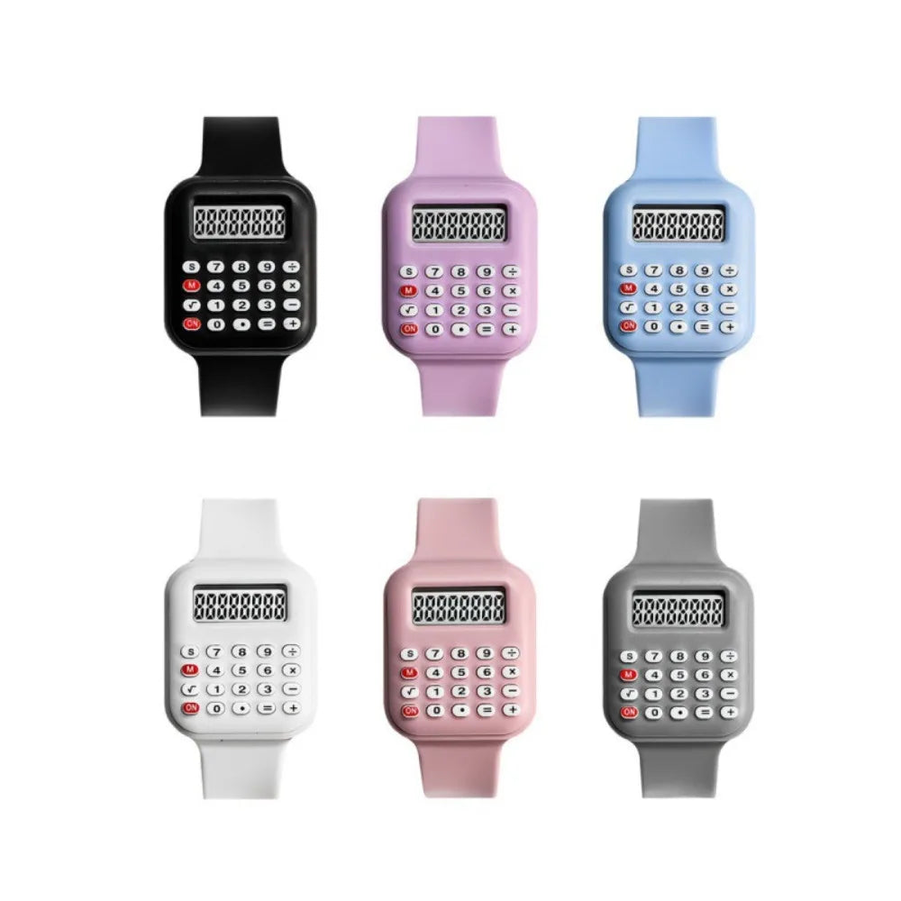 Rubber Strap Children Watch with Calculator Watches for Student Show Time and Date Digital Clock Kids Creative Calculator Watch