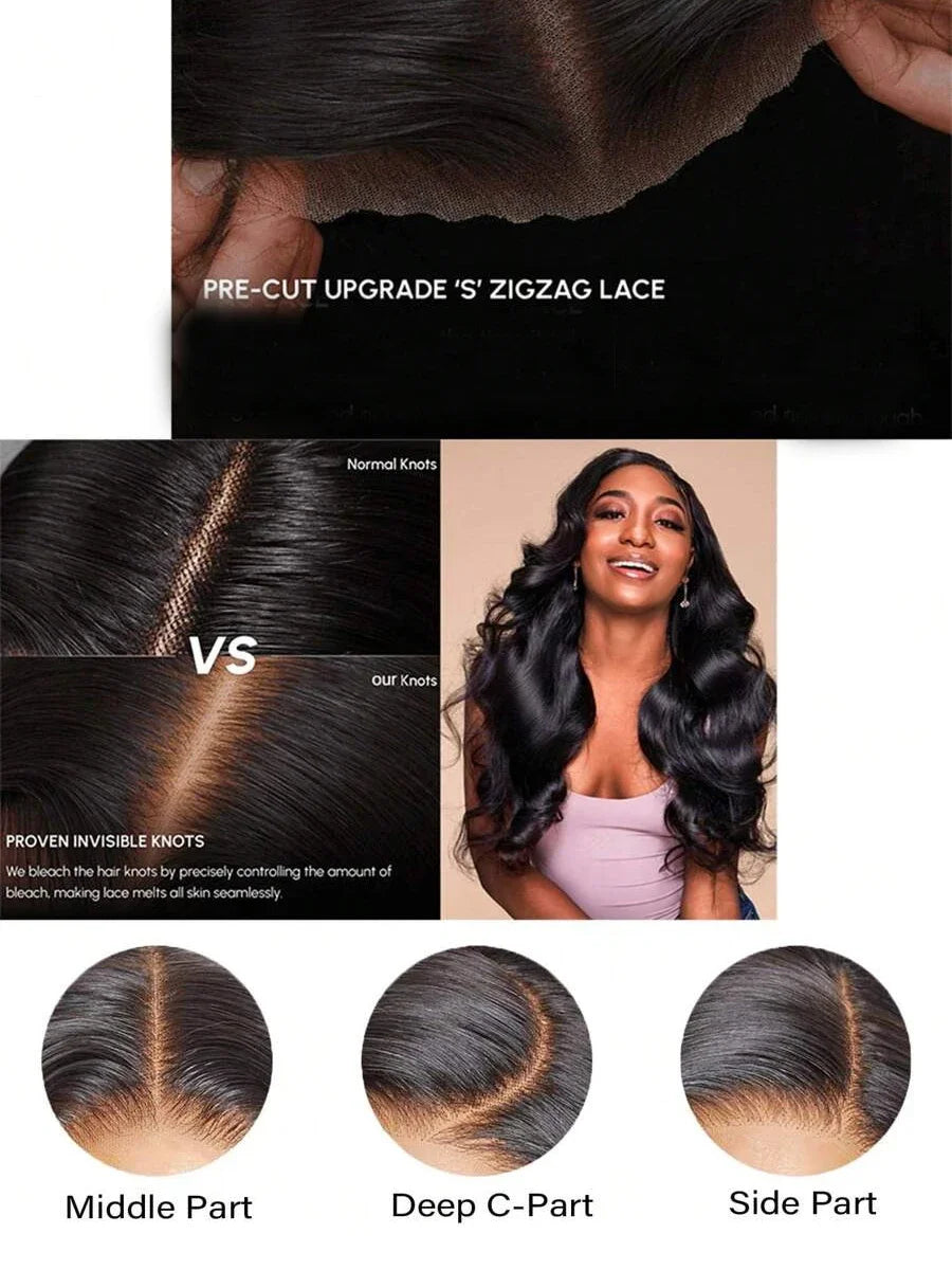 Wear And Go Glueless Straight Human Hair Wigs Pre Plucked Pre Cut Lace Front Wigs For Black Women