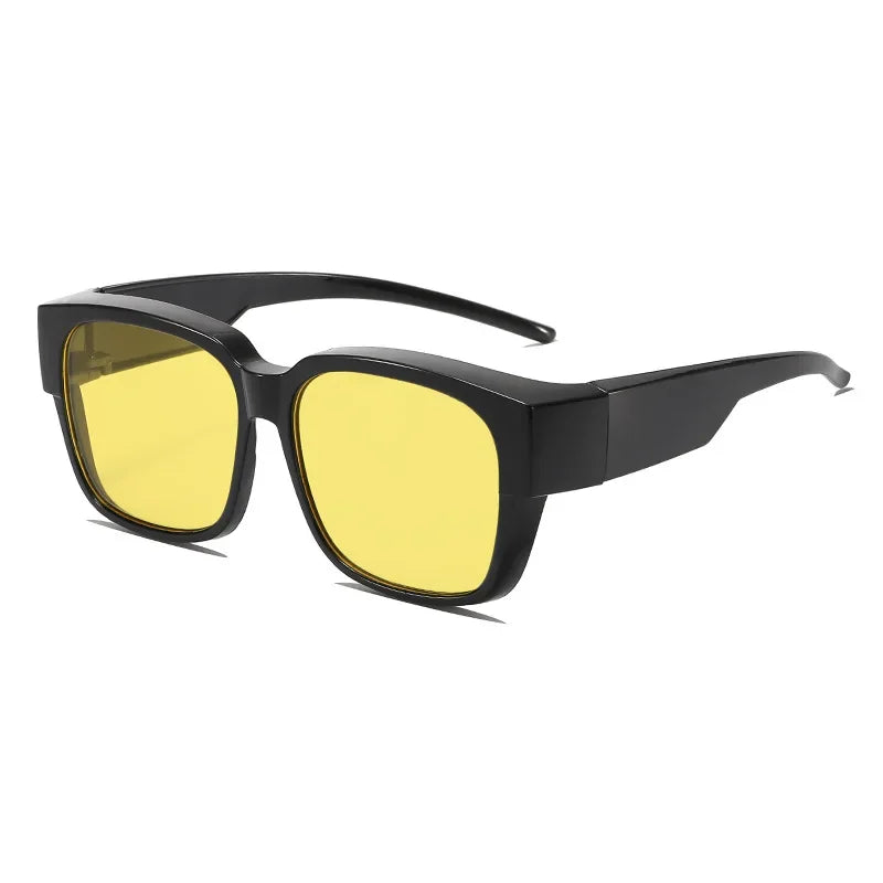 Men Night Vision Photochromic Sunglasses for Driving Women Myopia Sun Glasses Wear Over Retro Square UV Shades Fit Over Glasses