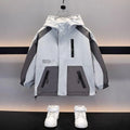 Children Clothing Color Blocking Jacket 2026 Spring Autumn Teen Boys Fashion Zipper Hooded Windbreaker Coat Kids Outewear Tops