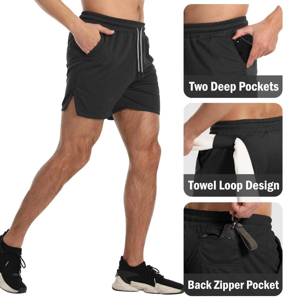 Men's sports shorts, fitness pants, casual running shorts, mesh quick-dry breathable training shorts for marathon