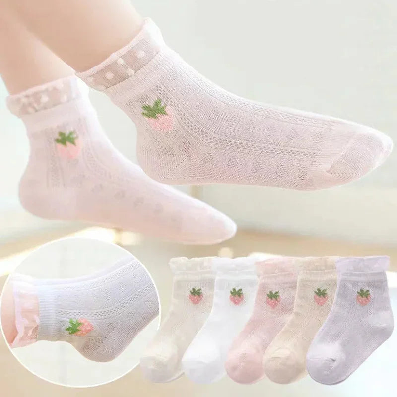 Kids Socks 5 Pairs/Lot Spring Summer Cotton Girls Socks Cute Flowers Pattern for Children Baby Little Girl Clothing Accessories