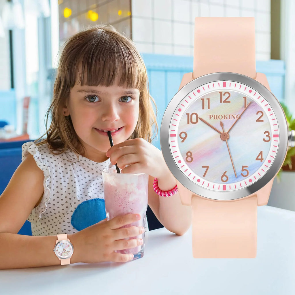 PROKING Kids Watch for Girls Boys Children Teens Analog for Kid 8-18 Years Old Learning Time and Easy to Read 50M Waterproof Wit