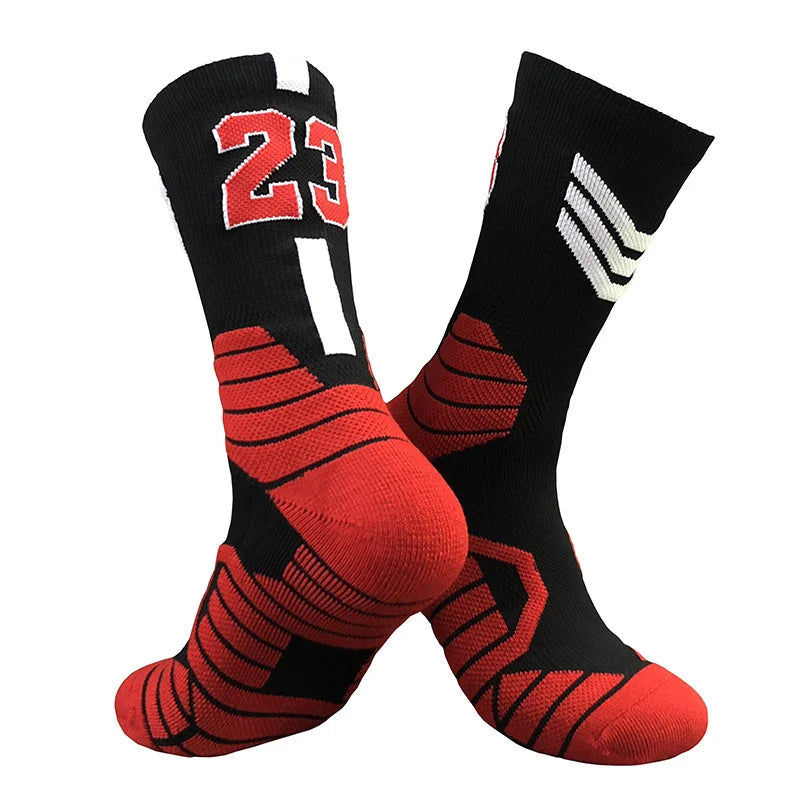 Professional Star Basketball Socks Adults Kids Number 23 Elite Towel Bottom Sports Socks Non-slip Breathable Durable Socks